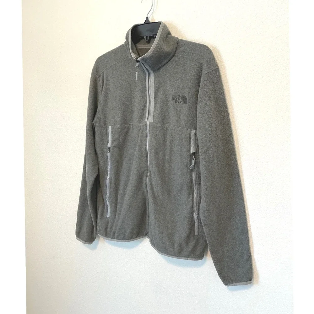 The North Face Glacier Alpine Jacket Mens M Gray Full Zip Fleece Hiking NF0A3MFV